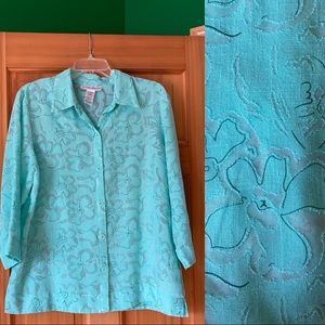 💠Sag Harbor Turquoise Floral Top